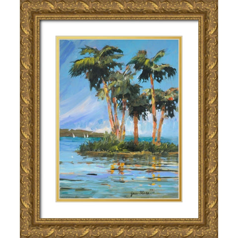 Palm Island Gold Ornate Wood Framed Art Print with Double Matting by Slivka, Jane