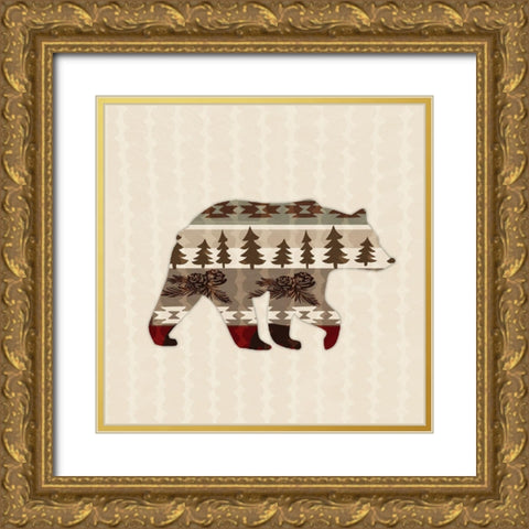 Patterned Bear Gold Ornate Wood Framed Art Print with Double Matting by Biscardi, Nicholas