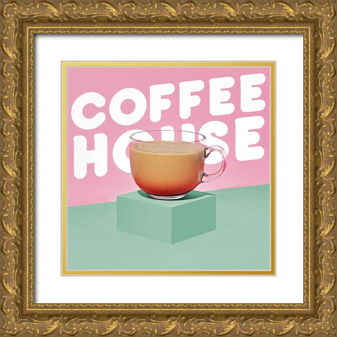 Coffee House Gold Ornate Wood Framed Art Print with Double Matting by SD Graphics Studio