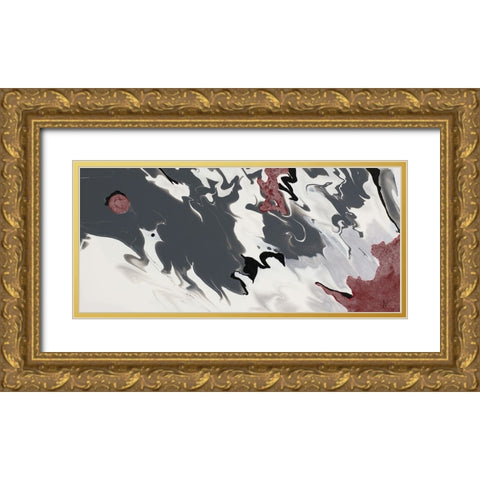 Red Drift Waves Gold Ornate Wood Framed Art Print with Double Matting by Grace, Ajoya