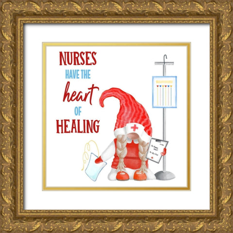 Gnome Health III Gold Ornate Wood Framed Art Print with Double Matting by Metz, Andi