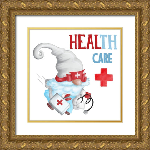 Gnome Health I Gold Ornate Wood Framed Art Print with Double Matting by Metz, Andi