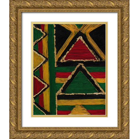 Stitching Gold Ornate Wood Framed Art Print with Double Matting by Grace, Ajoya