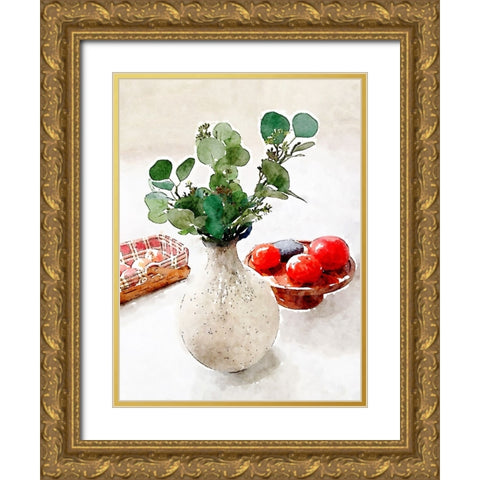 Kitchen Eucalyptus Gold Ornate Wood Framed Art Print with Double Matting by Myers, Amelia