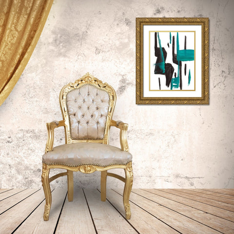 A Vision In Teal Gold Ornate Wood Framed Art Print with Double Matting by Beauchamp, Andy