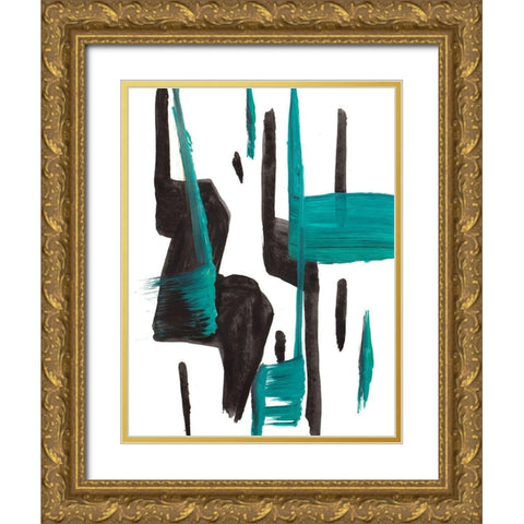 A Vision In Teal Gold Ornate Wood Framed Art Print with Double Matting by Beauchamp, Andy