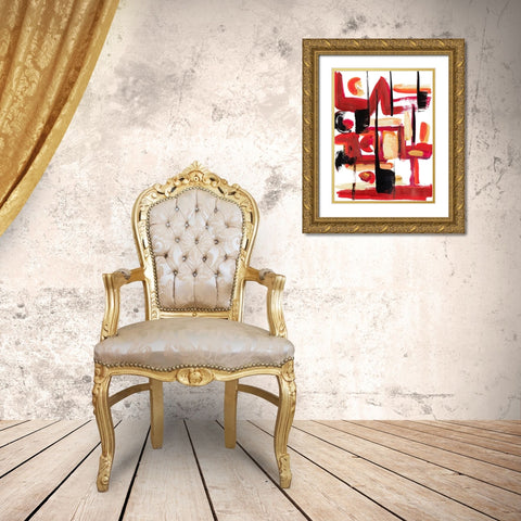 A Vision In Red Abstract Gold Ornate Wood Framed Art Print with Double Matting by Beauchamp, Andy