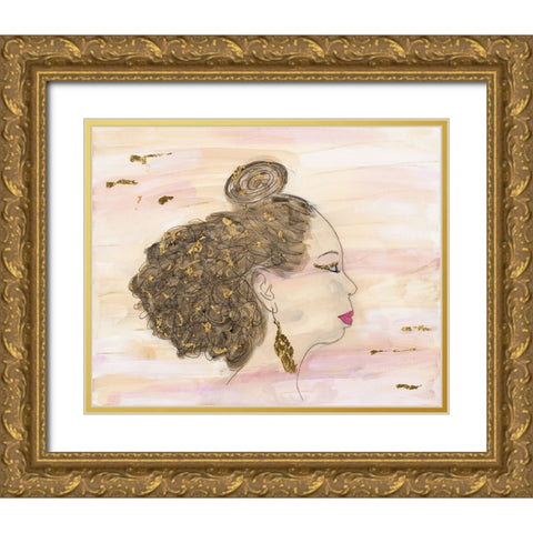 Shimmering Sis Gold Ornate Wood Framed Art Print with Double Matting by Grace, Ajoya