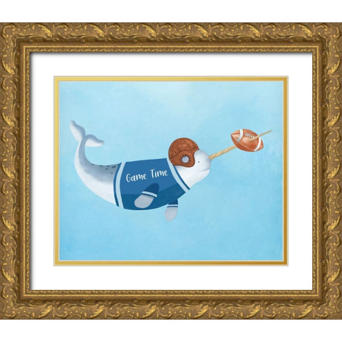 Football Whale Gold Ornate Wood Framed Art Print with Double Matting by Sheppard, Lucca