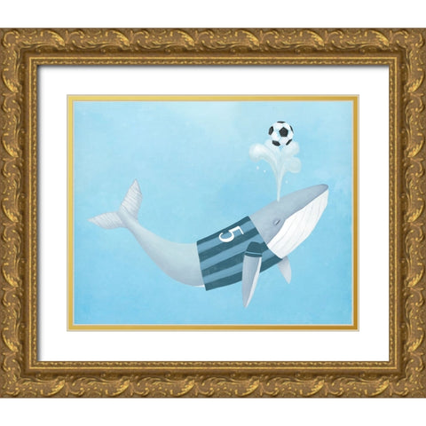 Soccer Whale Gold Ornate Wood Framed Art Print with Double Matting by Sheppard, Lucca