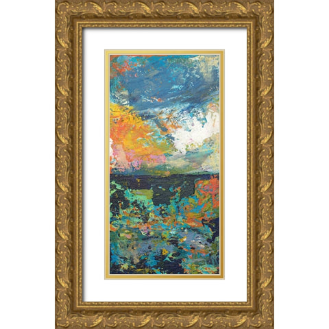 Sunset Panel I Gold Ornate Wood Framed Art Print with Double Matting by Athas, Vas