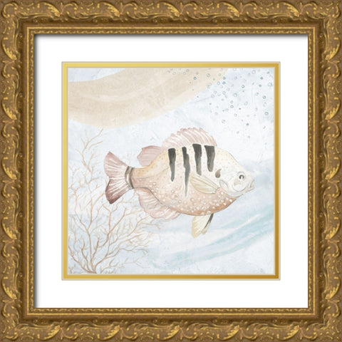 Ocean Oasis Waves Tropical Fish II Gold Ornate Wood Framed Art Print with Double Matting by Pinto, Patricia
