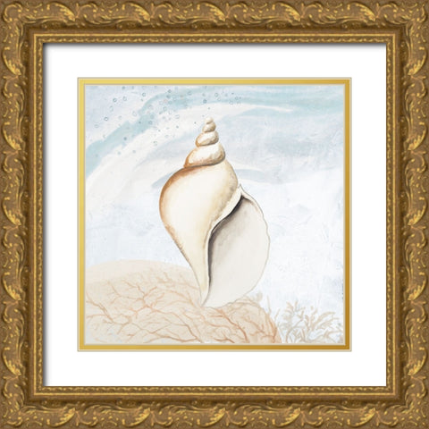 Ocean Oasis Tropical Seashell I Gold Ornate Wood Framed Art Print with Double Matting by Pinto, Patricia