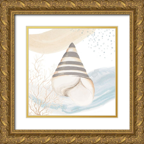 Ocean Oasis Wave Tropical Shell II Gold Ornate Wood Framed Art Print with Double Matting by Pinto, Patricia