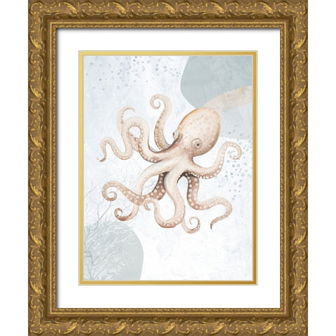 Ocean Oasis Octopus I Gold Ornate Wood Framed Art Print with Double Matting by Pinto, Patricia