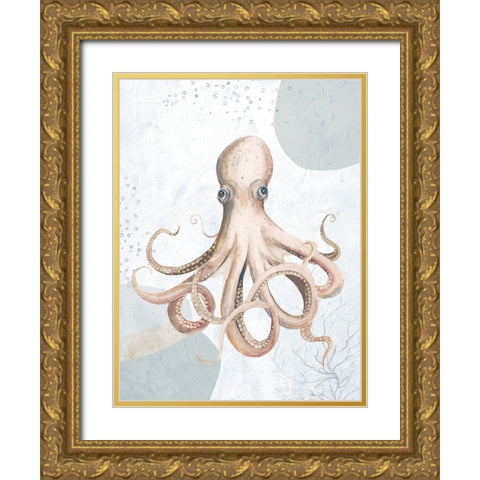 Ocean Oasis Octopus II Gold Ornate Wood Framed Art Print with Double Matting by Pinto, Patricia