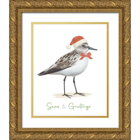 Christmas Sandpiper I Gold Ornate Wood Framed Art Print with Double Matting by Sheppard, Lucca