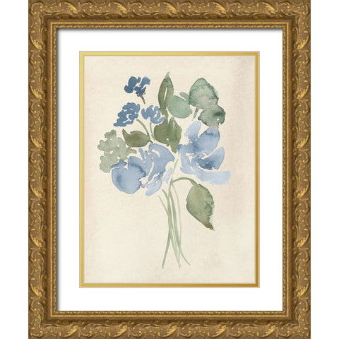 Blue Bouquet I Gold Ornate Wood Framed Art Print with Double Matting by Price, Lucille