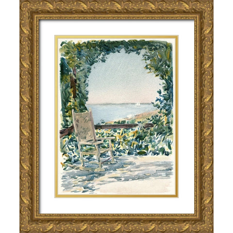 Sea View Garden Gold Ornate Wood Framed Art Print with Double Matting by Piddix