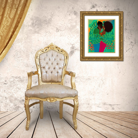 Lovers Gold Ornate Wood Framed Art Print with Double Matting by Lorintheory