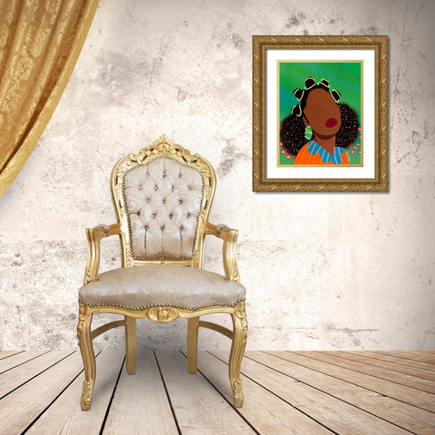 Bantu Knots Gold Ornate Wood Framed Art Print with Double Matting by Lorintheory