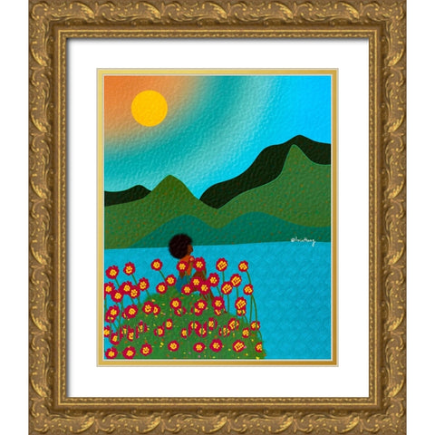 Peaceful Gold Ornate Wood Framed Art Print with Double Matting by Lorintheory