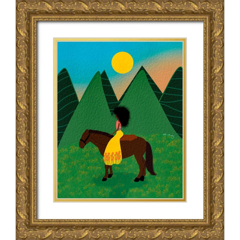 Wild and Free Gold Ornate Wood Framed Art Print with Double Matting by Lorintheory