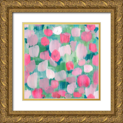 Rose Toss Gold Ornate Wood Framed Art Print with Double Matting by Piddix