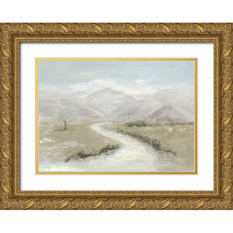 Muted White River Gold Ornate Wood Framed Art Print with Double Matting by Pinto, Patricia