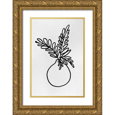 Simply Leaves In Vase III Gold Ornate Wood Framed Art Print with Double Matting by Loreth, Lanie