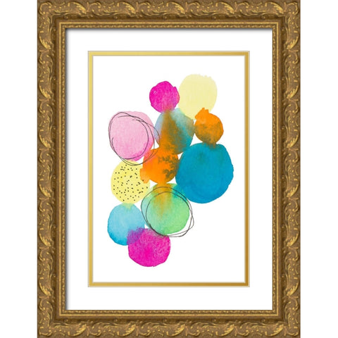 Fabulouse Dots Gold Ornate Wood Framed Art Print with Double Matting by Krinlox