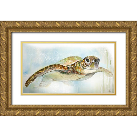 Majestic Turtle Gold Ornate Wood Framed Art Print with Double Matting by Diannart