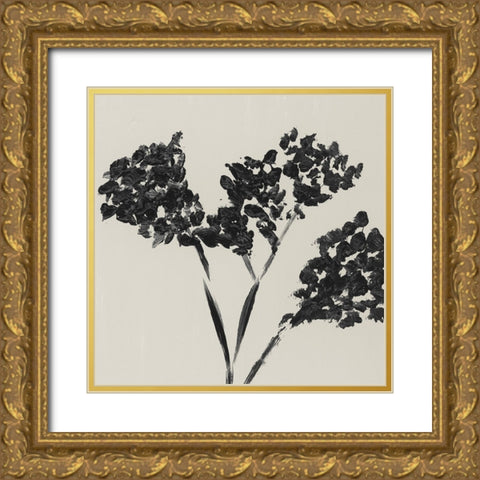 Neutral Leaves Gold Ornate Wood Framed Art Print with Double Matting by Price, Lucille