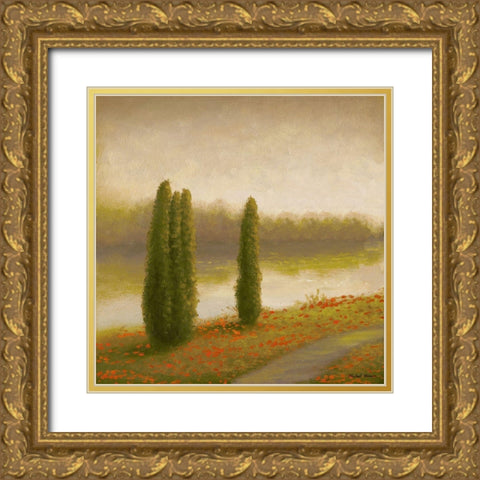 Isle Floral Pathway II Gold Ornate Wood Framed Art Print with Double Matting by Marcon, Michael