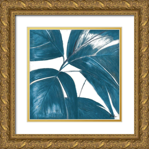 La Palmera in Turquoise I Gold Ornate Wood Framed Art Print with Double Matting by Pinto, Patricia