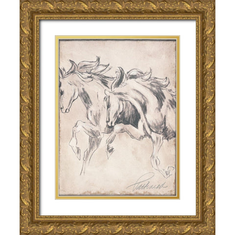 Majestic Horse II Gold Ornate Wood Framed Art Print with Double Matting by Pattinian, Merri
