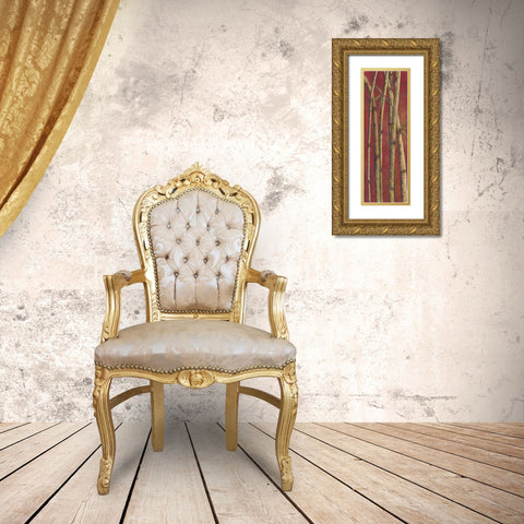 Red Bamboo II Gold Ornate Wood Framed Art Print with Double Matting by Pinto, Patricia