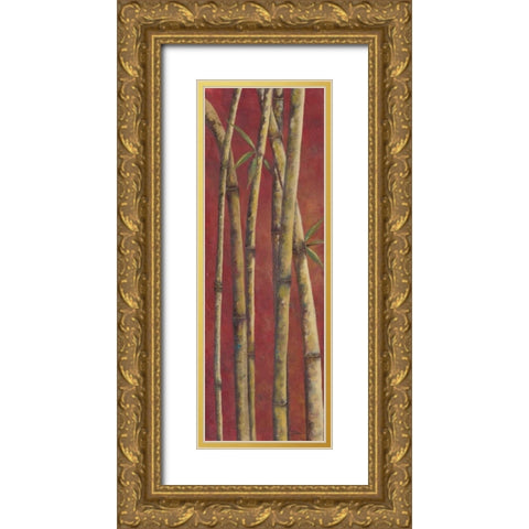 Red Bamboo II Gold Ornate Wood Framed Art Print with Double Matting by Pinto, Patricia