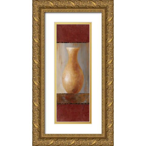 Rustic Gold Flower Vase II Gold Ornate Wood Framed Art Print with Double Matting by Loreth, Lanie