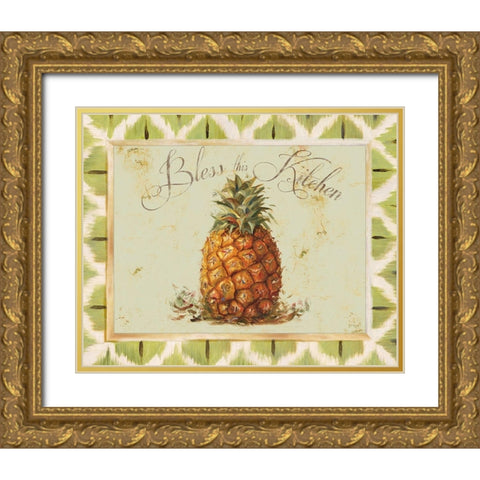 Bless this Kitchen Gold Ornate Wood Framed Art Print with Double Matting by Pinto, Patricia