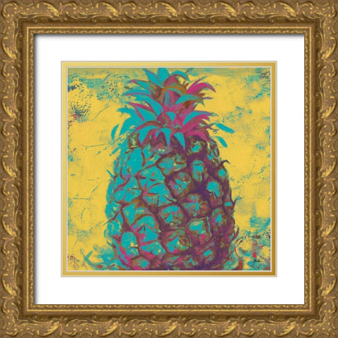 Pop Contemporary Pineapple II Gold Ornate Wood Framed Art Print with Double Matting by Pinto, Patricia