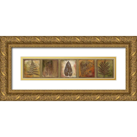 Leaf Panel I Gold Ornate Wood Framed Art Print with Double Matting by Pinto, Patricia