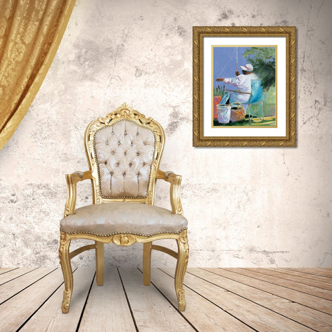 Sisters Fishing II Gold Ornate Wood Framed Art Print with Double Matting by Slivka, Jane