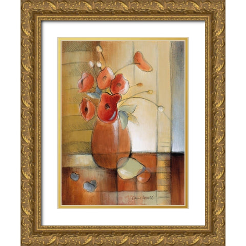 Afternoon Poppies Gold Ornate Wood Framed Art Print with Double Matting by Loreth, Lanie