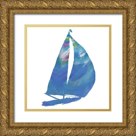Set Sail on White II Gold Ornate Wood Framed Art Print with Double Matting by Slivka, Jane
