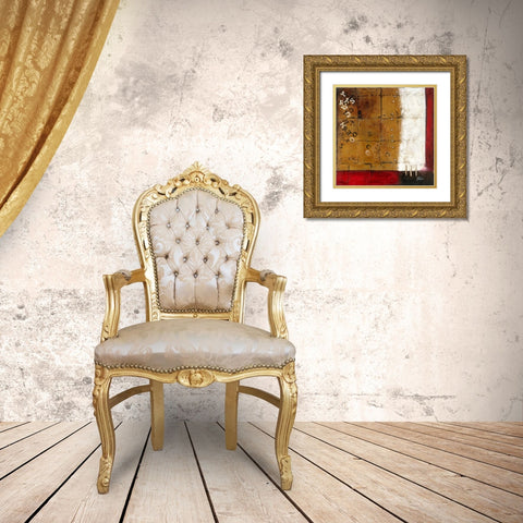 Red Contemporary III Gold Ornate Wood Framed Art Print with Double Matting by Pinto, Patricia