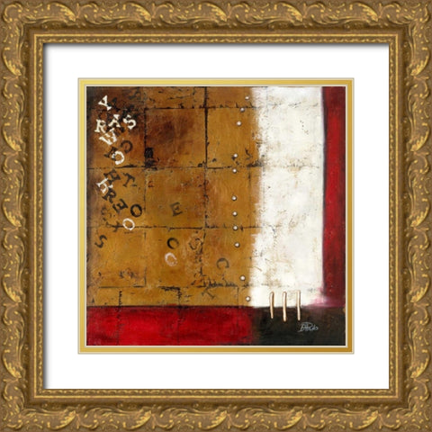 Red Contemporary III Gold Ornate Wood Framed Art Print with Double Matting by Pinto, Patricia
