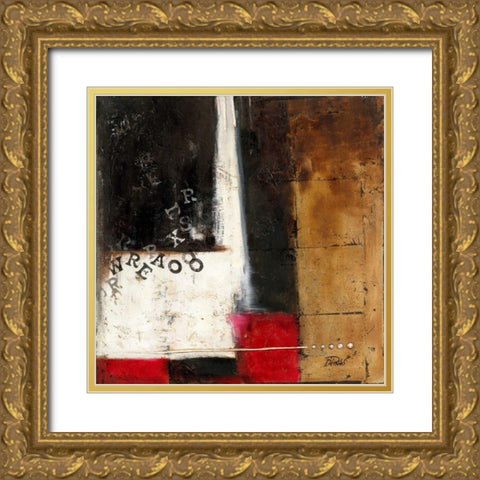 Red Contemporary IV Gold Ornate Wood Framed Art Print with Double Matting by Pinto, Patricia