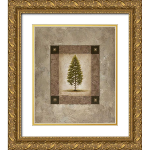 European Pine I Gold Ornate Wood Framed Art Print with Double Matting by Marcon, Michael