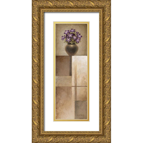 Floral Motif I Gold Ornate Wood Framed Art Print with Double Matting by Marcon, Michael
